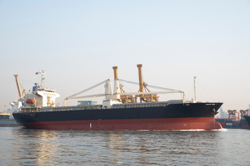 Naklejka premium International Container Cargo ship in the ocean, Freight Transportation, Shipping, Nautical Vessel - Image