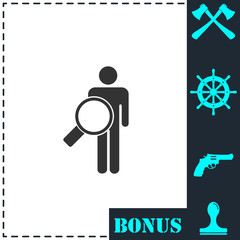Search person icon flat