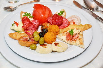 Cold appetizer at wedding in Romania,aperitif,