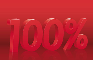 100% discount on red background. Poster to announce sales. 