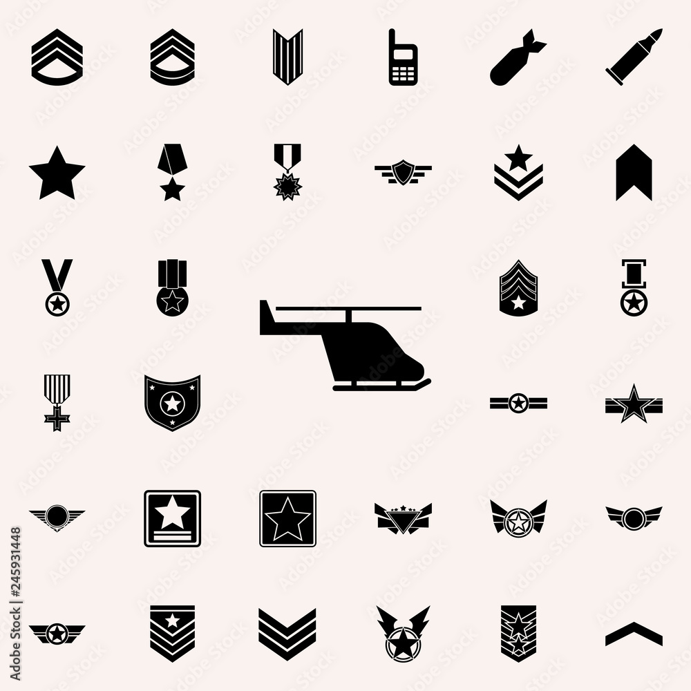 Poster helicopter icon. army icons universal set for web and mobile