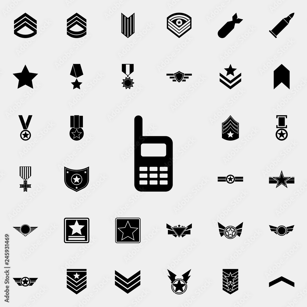 Poster portable radio icon. army icons universal set for web and mobile