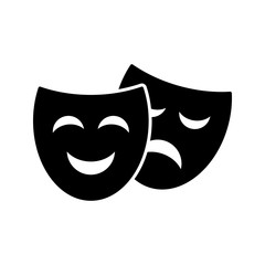 Theater symbol smiley and crying face mask vector drawing