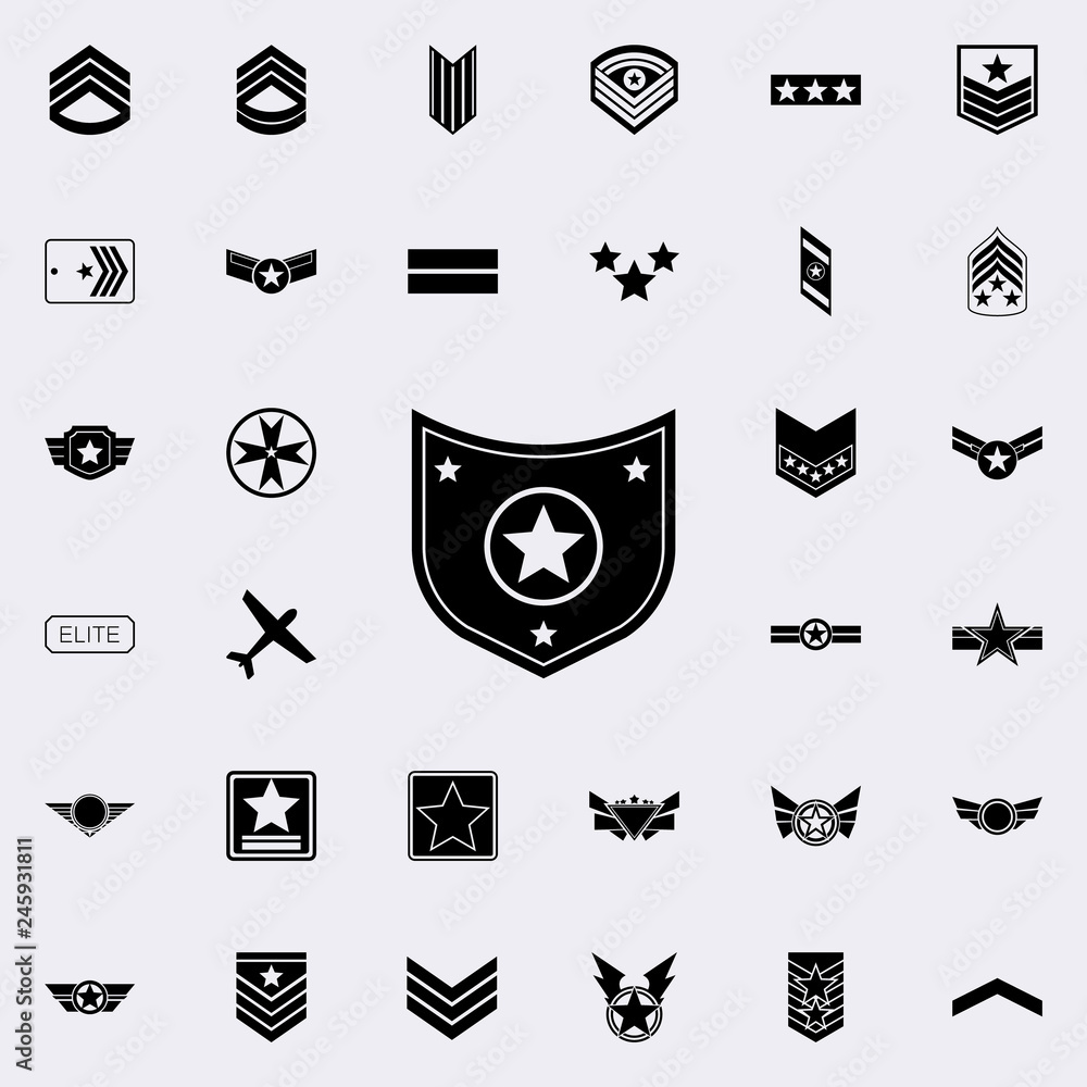 Poster star in the shield icon. army icons universal set for web and mobile