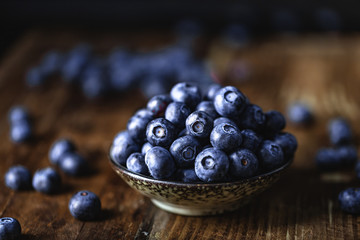 juicy and fresh blueberries on a beautiful background