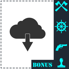 Cloud download icon flat