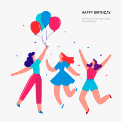 Fototapeta na wymiar Happy people celebrate an important event. Best Friends concept. People character vector illustration flat design