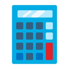 Concept blue calculator. Flat design icon isolated