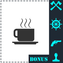Coffee cup icon flat