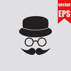 Mustache goggles hat icon.Vector illustration.