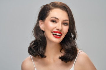 brunette with bright makeup