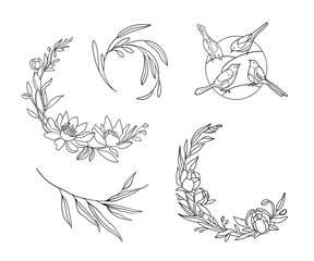 Spring set. Wreath set. Spring drawing