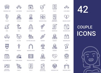 couple icons set
