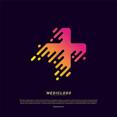 Medical Tech Logo Design Concept Vector. Colorful Fast Digital Healthcare Logo Design Template