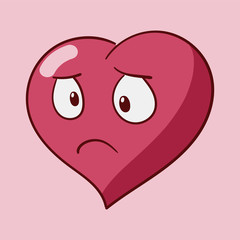 Funny cartoon heart character emotions, St Valentines vector icons, isolated