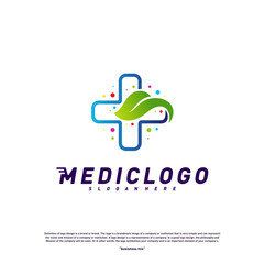 Green Medical Logo Design Concept Vector. Healthcare Leaf Logo Design Template