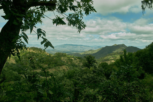 Incredible landscape of jungle-covered mountains in nicaragua