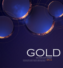 Abstract Overlapping Circles Background with Gold Glitter Effect.