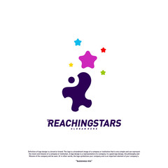 Reaching Stars Logo Design Concept Vector. Child Dream star logo. Colorful, Creative Symbol, Icon
