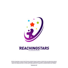 Reaching Stars Logo Design Concept Vector. Child Dream star logo. Colorful, Creative Symbol, Icon