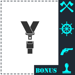 Safety belt icon flat