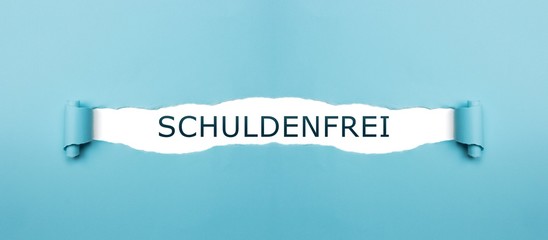 Schuldenfrei auf gerissenen Papier