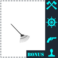 Gardening Rake icon flat