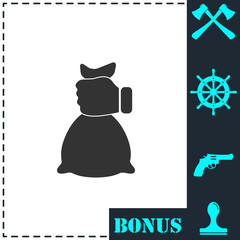 Hand giving money icon flat