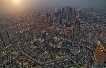 Naklejka na ściany i meble Aerial view Dubai city United Arab Emirates (UAE)