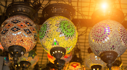 vintage Turkish lamps over light