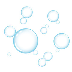 blue transparency soap bubbles on white background vector illustration EPS10