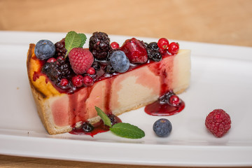 triangular cake with   fruits