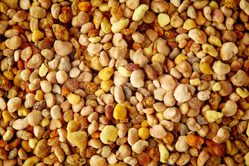 Close up of bee pollen grains, top view