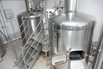 Two mash-tubs on beer-making plant
