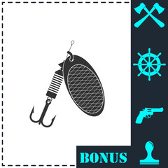 Fishing tackle icon flat