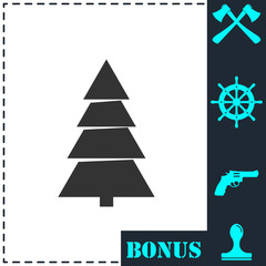 Fir tree icon flat