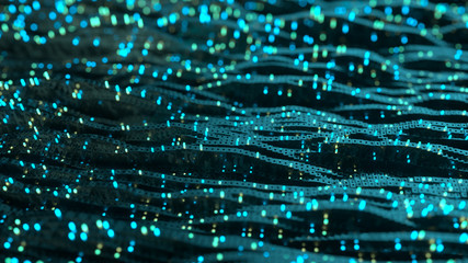 Big data matrix flows 3D render illustration