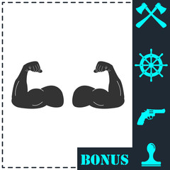 Muscular arm icon flat