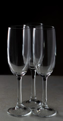 empty glass for sparkling wine or champagne