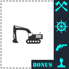 Excavator icon flat