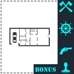 House plan icon flat