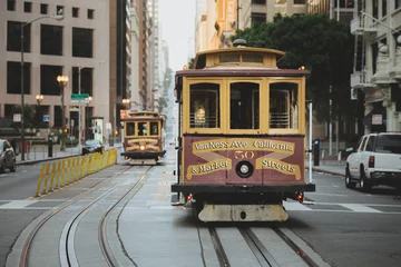 Gordijnen San Francisco Cable Cars op California Street, Californië, VS © JFL Photography