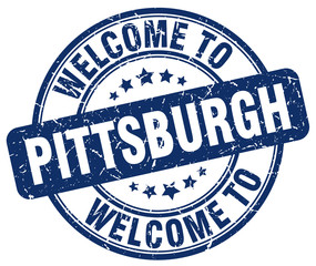 welcome to Pittsburgh blue round vintage stamp