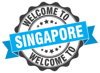 Fototapeta premium Singapore round ribbon seal