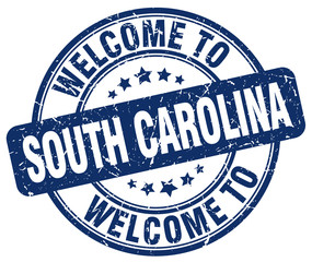 welcome to South Carolina blue round vintage stamp