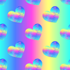 Slant holographic hearts pattern