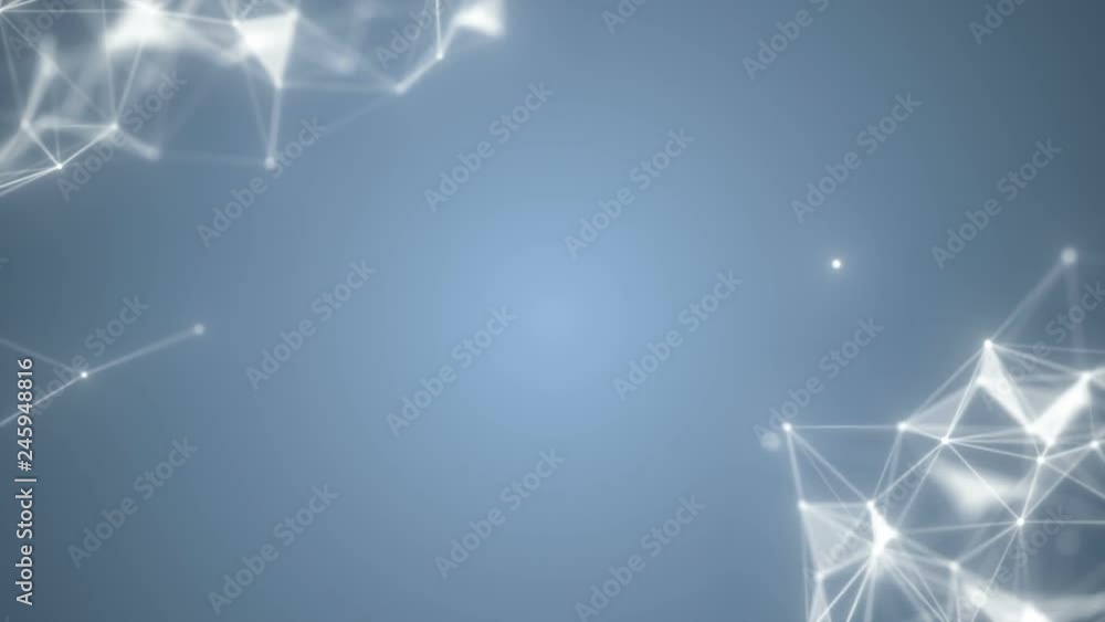 Poster cluster of particles.beautiful 3d animation of the global digital network growing with numbers flyin