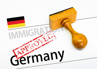 Approved Immigration Germany application form with rubber stamp