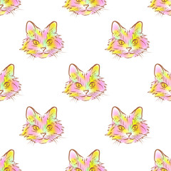 Fototapeta na wymiar Spring cat pattern