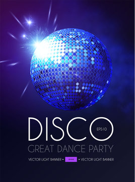 Disco Party Flyer Templatr with Mirror Ball and Light Effects.